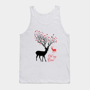 Oh my deer, stag with red hearts, design for Valentine's day, Christmas Tank Top